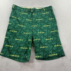 Oregon Ducks Shorts Mens 34 Green NCAA Golf Loudmouth All Over Print Pattern
